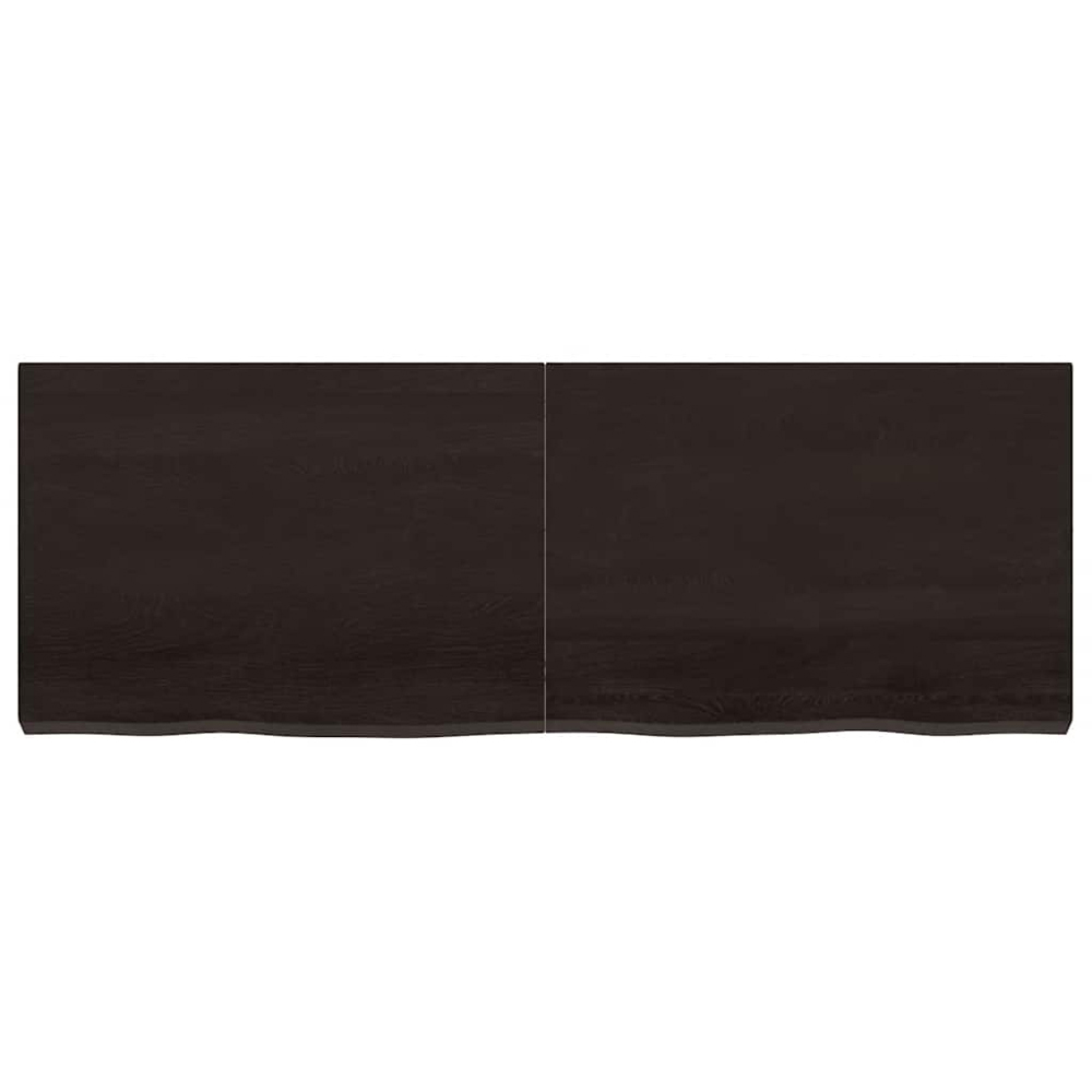 vidaXL 140cm Dark Brown Treated Solid Oak Wood Floating Wall Shelf Image 2