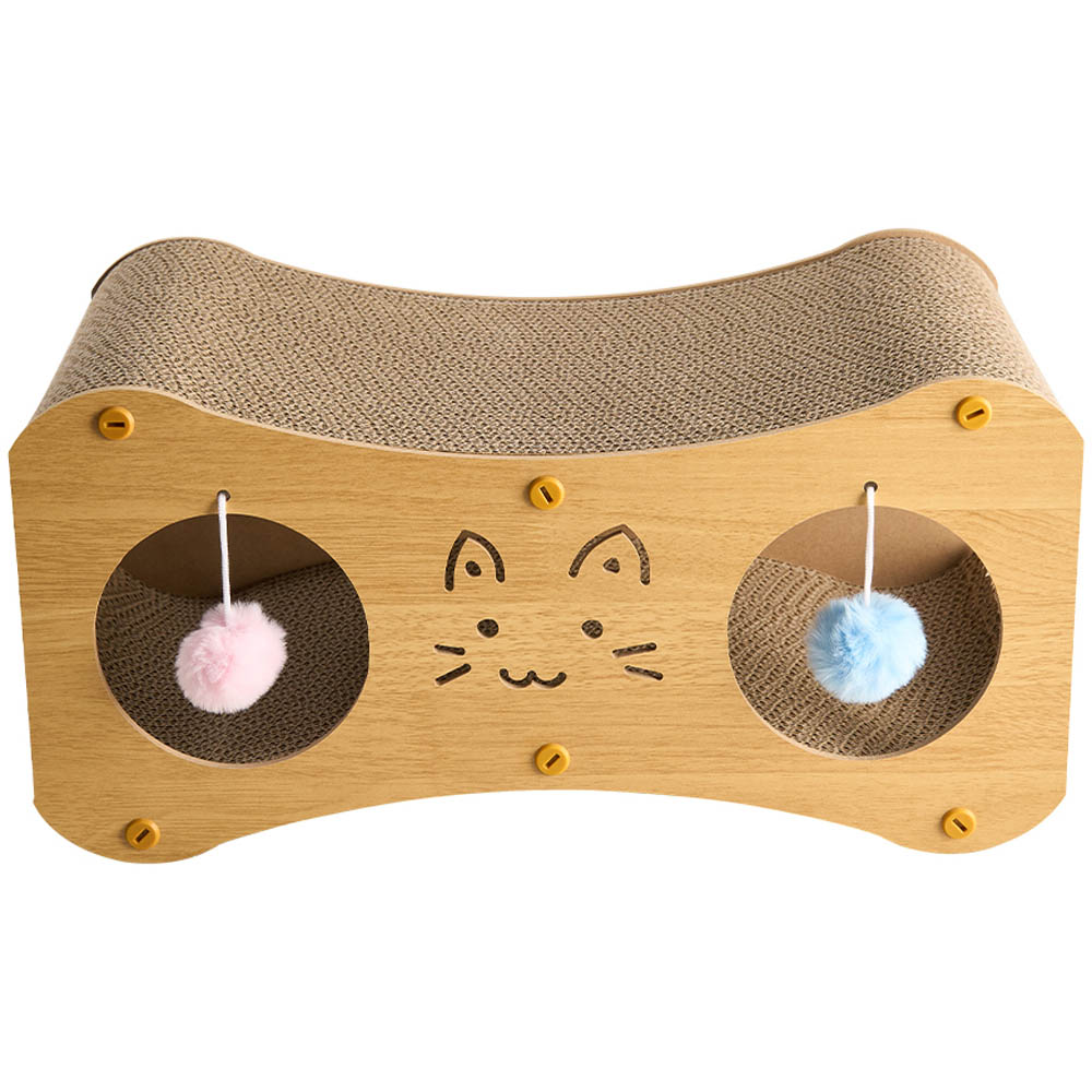 H&O Direct 2 in 1 Cat Scratching House Cardboard Bed 45 x 22 x 24cm Image 1