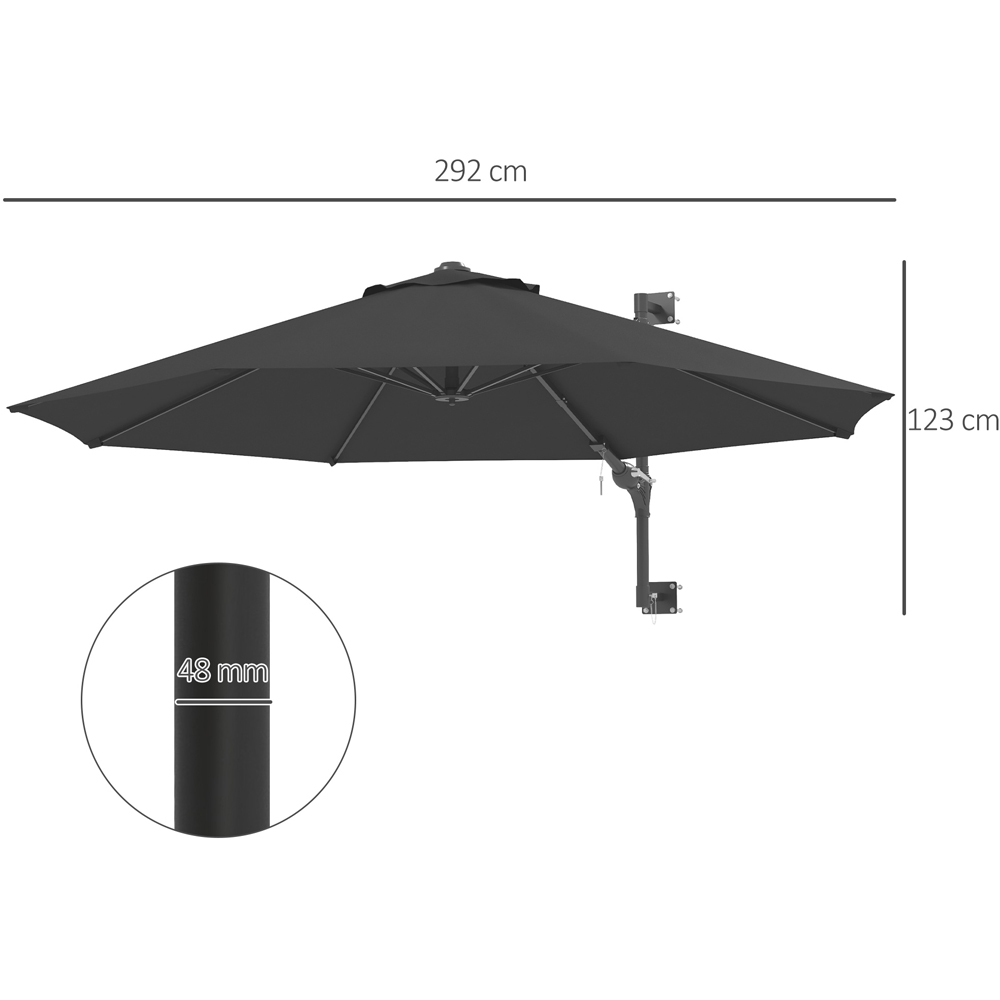 Outsunny Charcoal Grey Wall Mounted Parasol Image 7