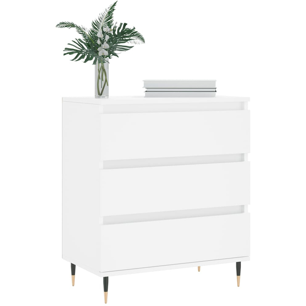 vidaXL 3 Drawer White Sideboard Image 3