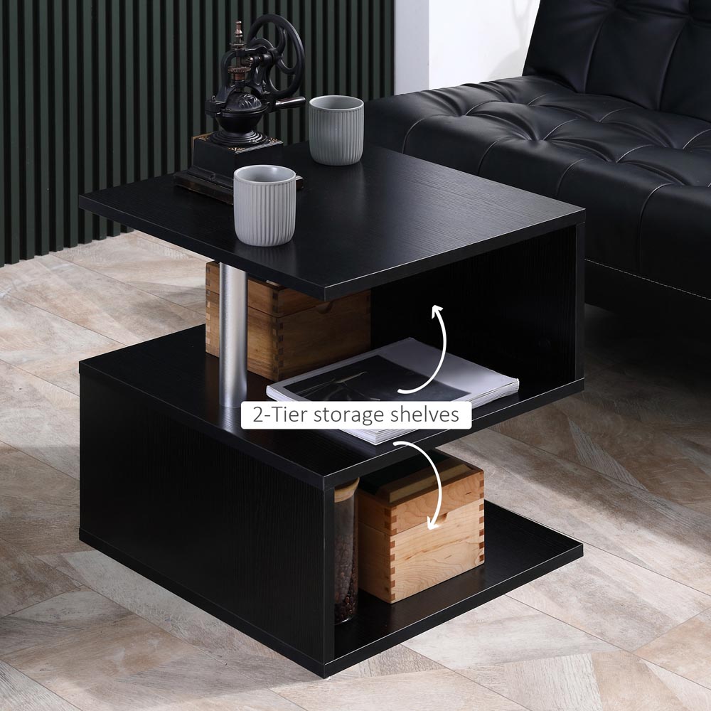 Portland 2 Shelf Black S Shape Side Table Image 7