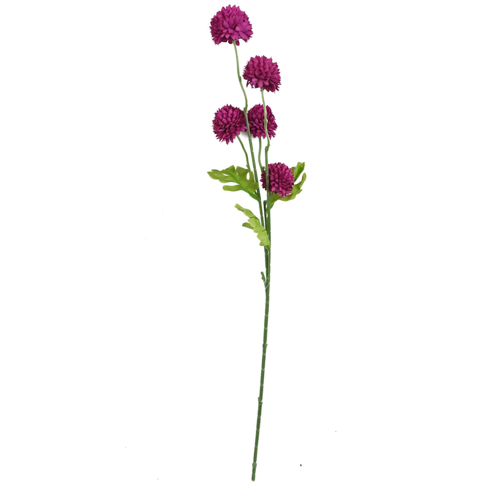 Leaf Pink Dahlia Pompom Artificial Stem 50cm 6 Pack Image 2