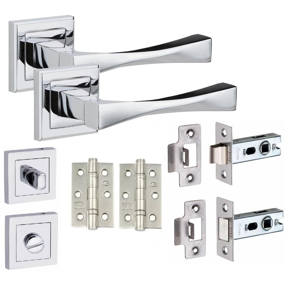 Golden Grace Polished Chrome Astrid Straight Door Handle Set Image 1