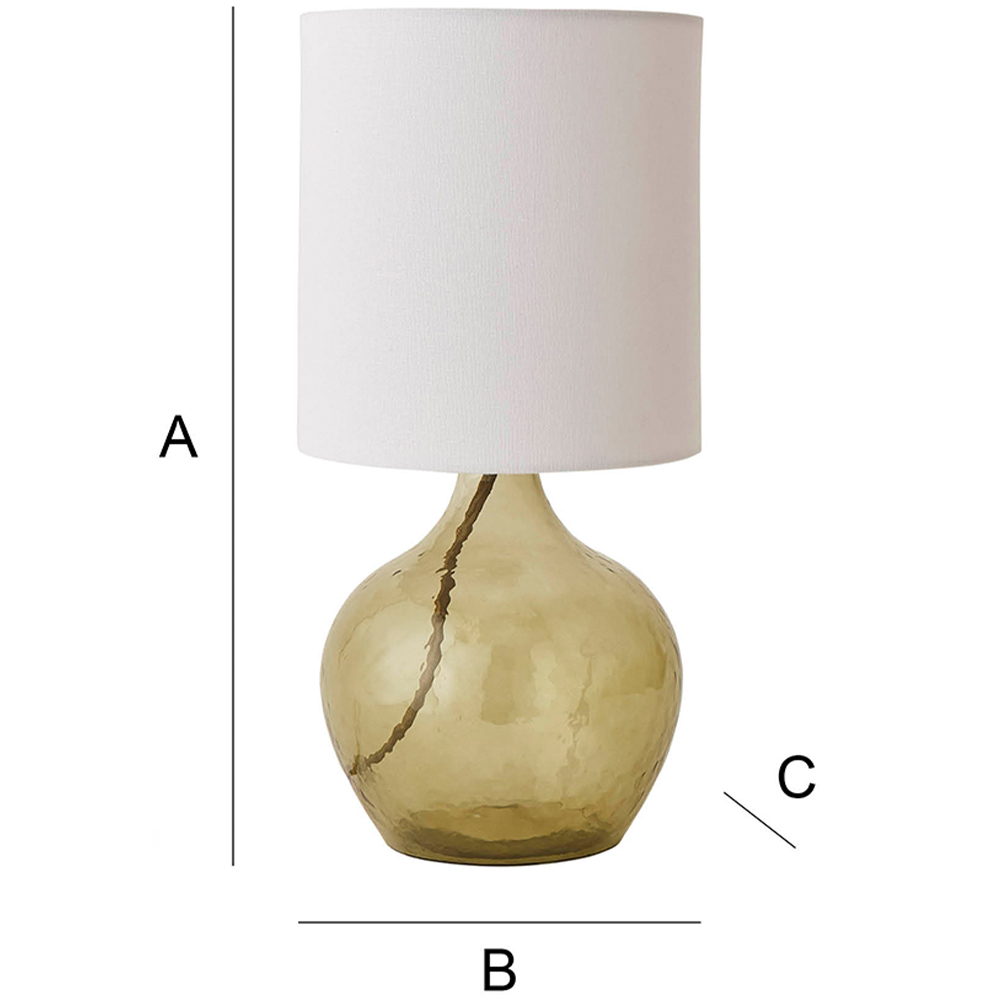 ValueLights Emily Natural Linen Drum Shade Dark Green Glass Teardrop LED Table Lamp Image 7