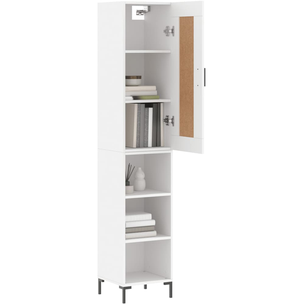 vidaXL Single Door 3 Open Shelf White Slim Highboard Image 3
