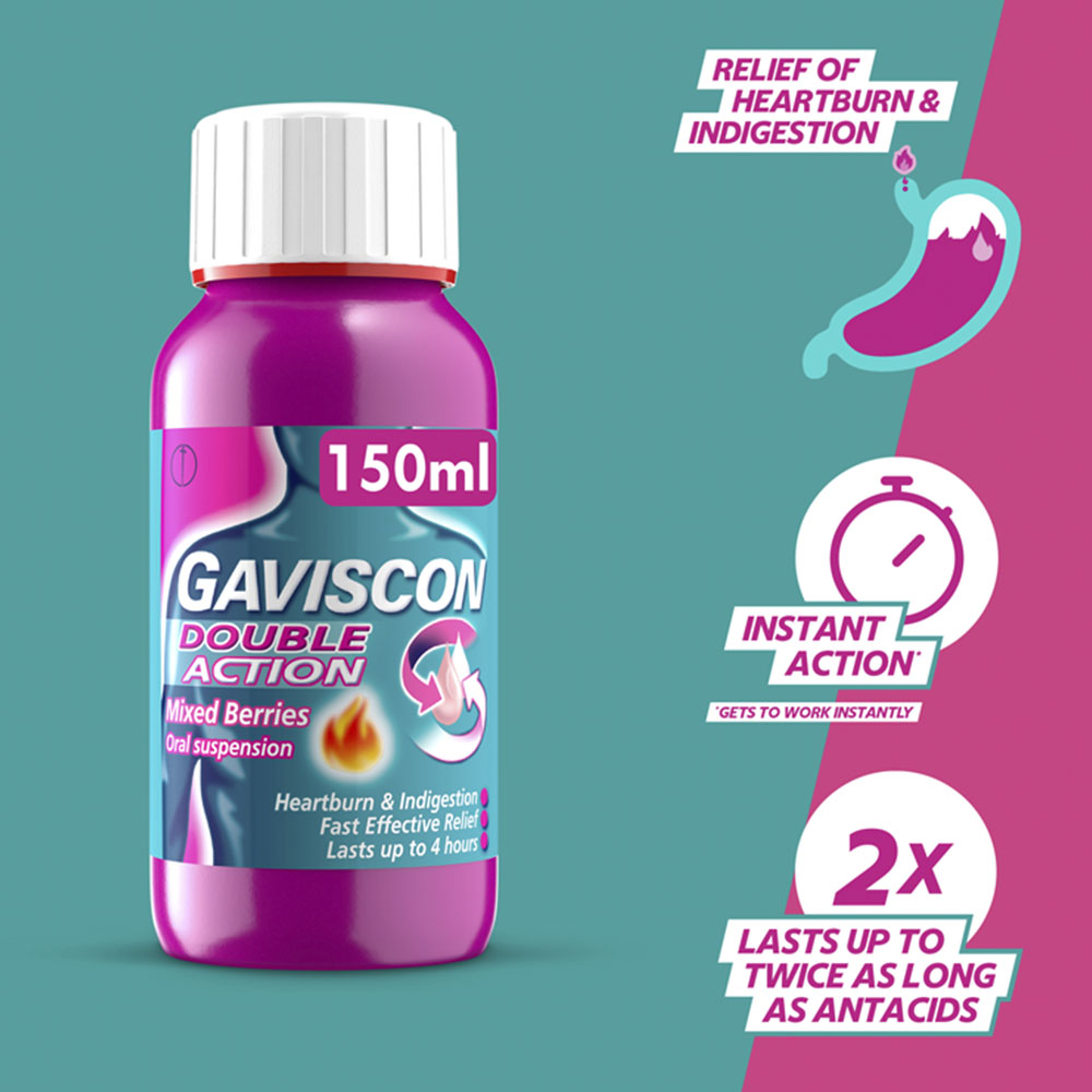 Gaviscon Double Action Mixed Berries Flavour Liquid 150ml Image 4