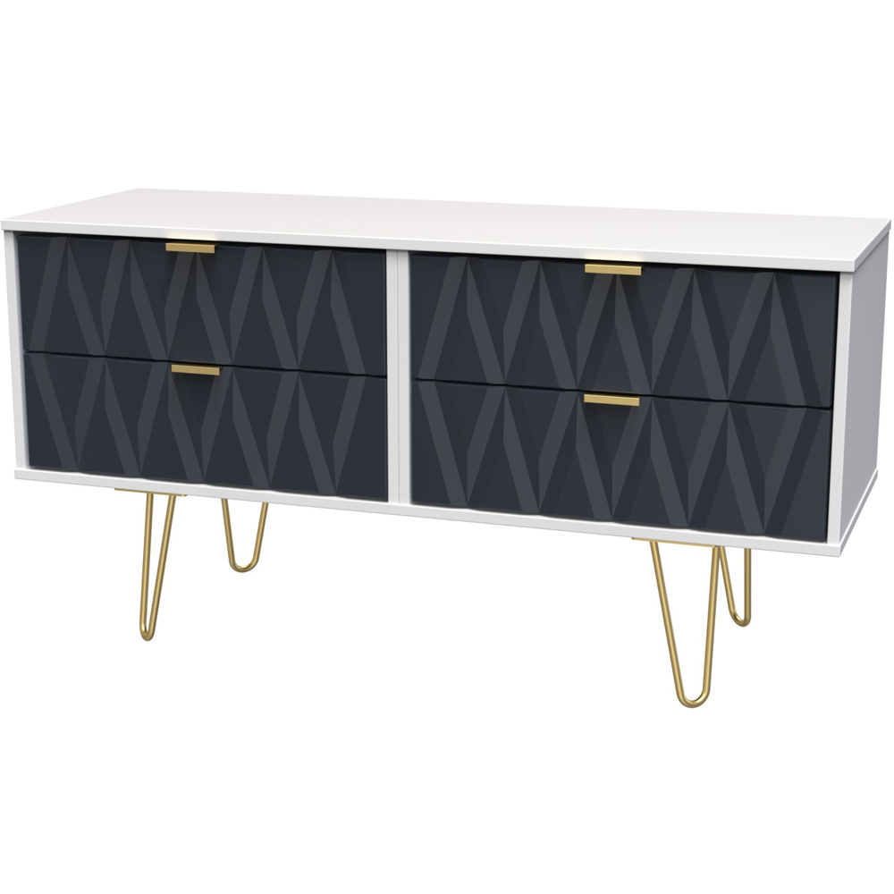 Crowndale Diamond 4 Drawer Matt Indigo and White Chest of Drawers Image 2