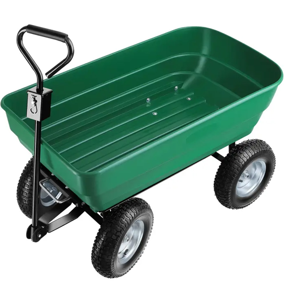 tectake Green Garden Trolley with Padded Handle 300kg Image 1