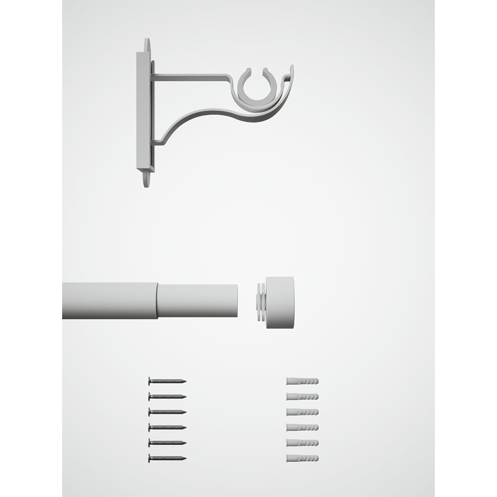 Rothley 165-300cm Matt White Extendable Stud Finials Curtain Pole Image 3