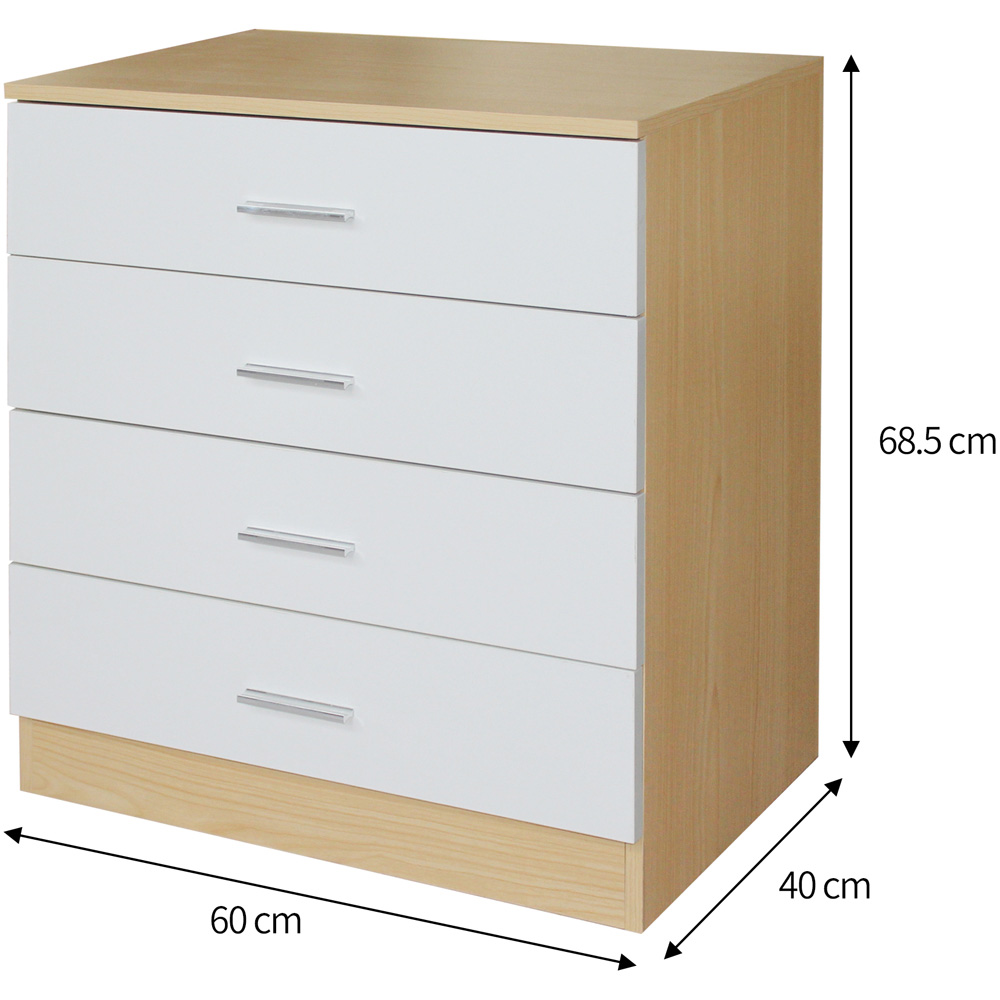 Brooklyn 4 Drawer Oak and White High Gloss Chest of Drawers Image 4
