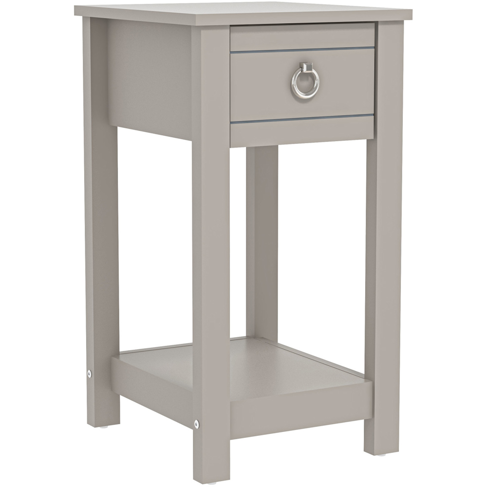 GFW Clovelly Single Drawer Light Grey Bedside Table Wilko