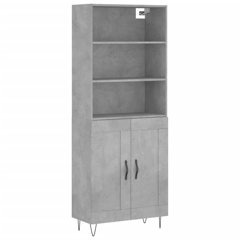 vidaXL 2 Door 3 Shelf Concrete Grey Highboard Image 2