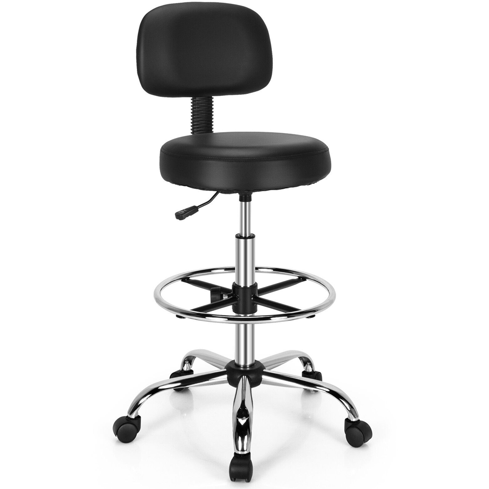 Costway Ergonomic Drafting Chair with Backrest and Adjustable Footrest Image 2