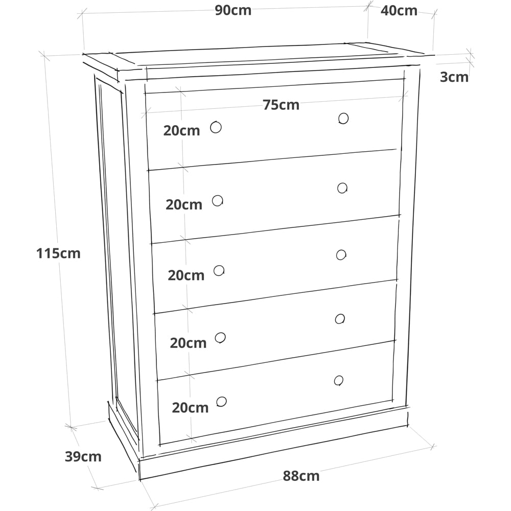 Cabinet Bits Salerno 5 Drawer Brown Chrome Knob Chest of Drawers Image 9