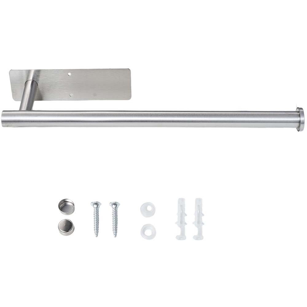 Living and Home 2-in-1 Silver Wall-Mounted Towel and Toilet Roll Holder 34cm Image 3