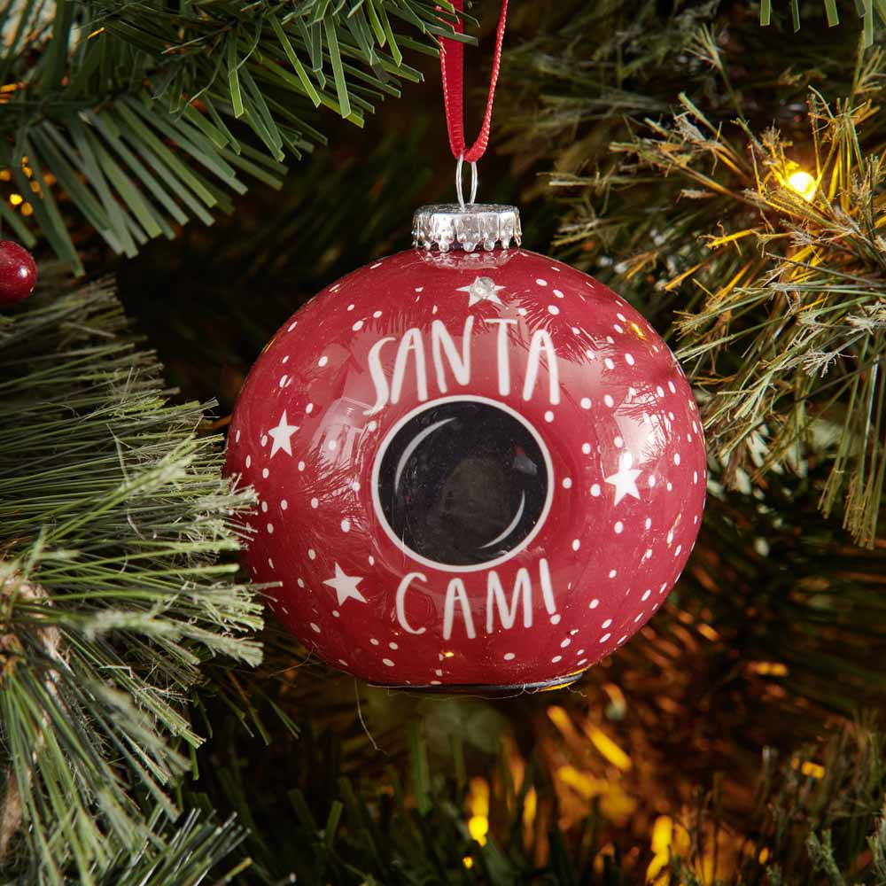 Wilko Traditional Red Santa Cam Christmas Bauble Image 3
