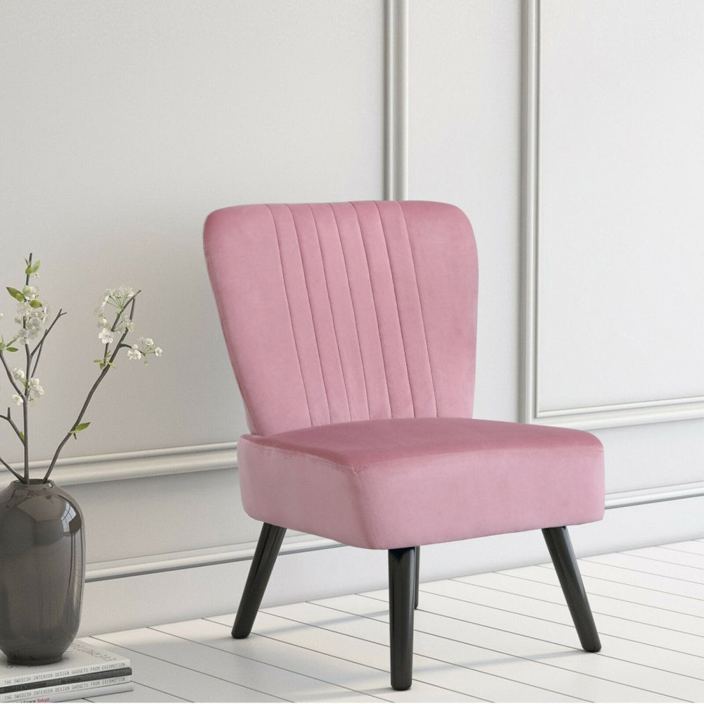 Neo Dusky Pink and Black Velvet Shell Chair Image 3