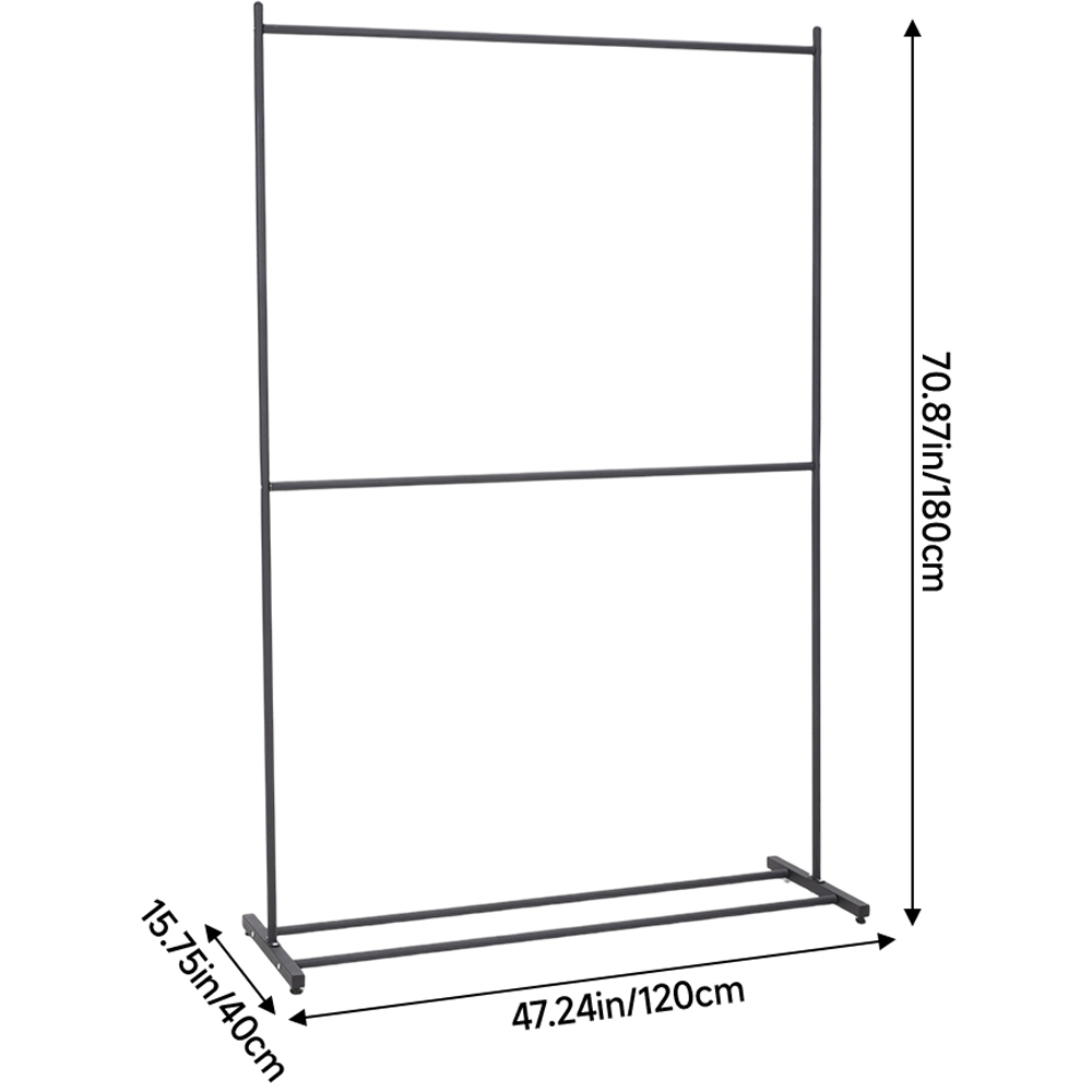 Living and Home 2-Tier Black Metal Clothing Rack 120 x 40 x 180cm Image 8