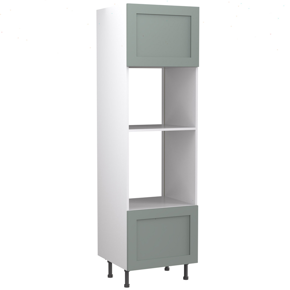 Kitchen Kit Shaker Matt Sage Green Oven and Microwave Housing Flatpack 600mm Image 1