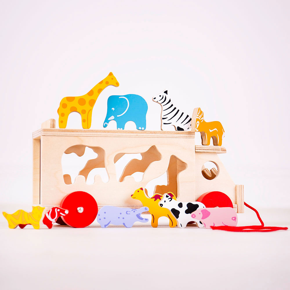 Bigjigs Toys 10 Piece Animal Shape Sorter Pull Along Lorry Image 4