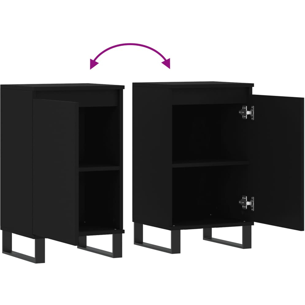 vidaXL Single Door Black Sideboard Set of 2 Image 9