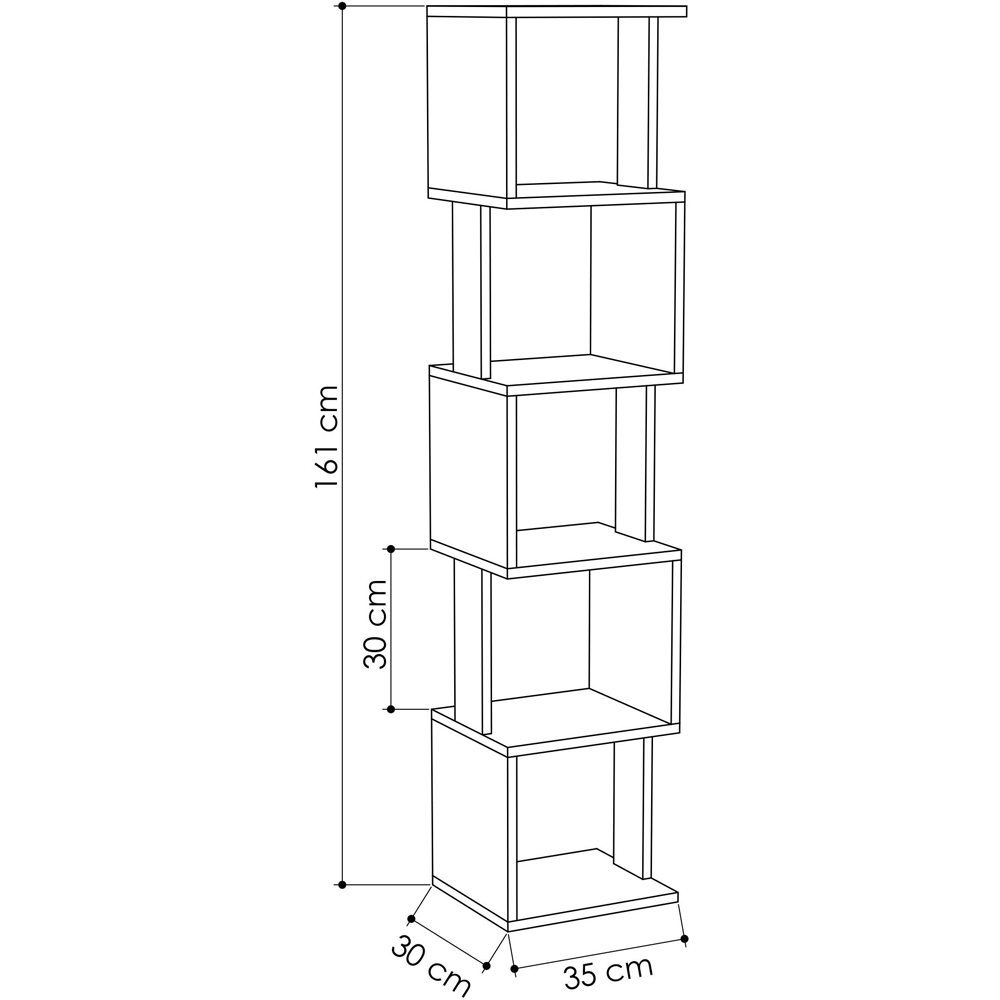 Decortie Piri 5 Shelf Oak and Mocha Grey Asymmetrical Bookcase Image 7