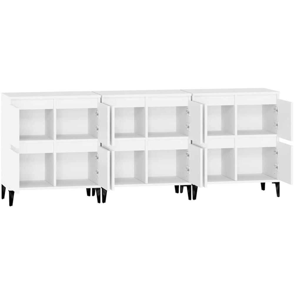 vidaXL 4 Door White Sideboard Set of 3 Image 7