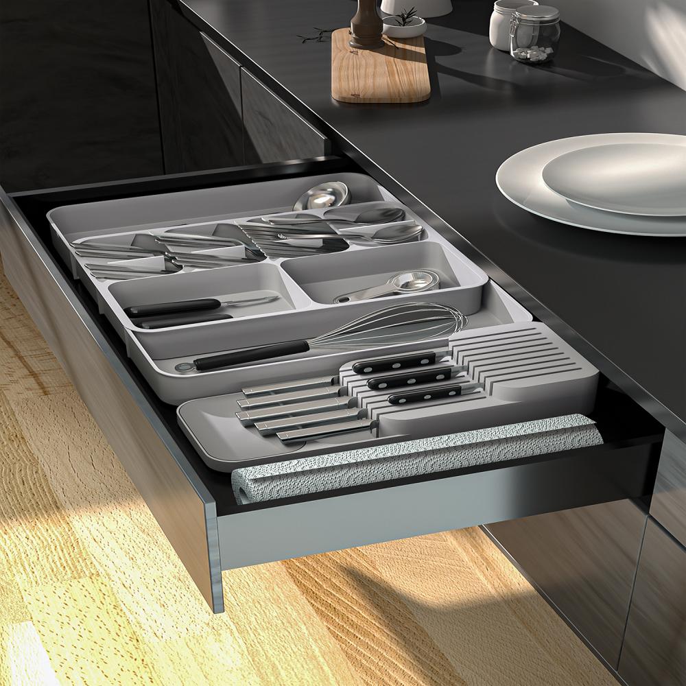 Living and Home Grey 9-Slot Compact Kitchen Knife In-Drawer Organiser Image 6