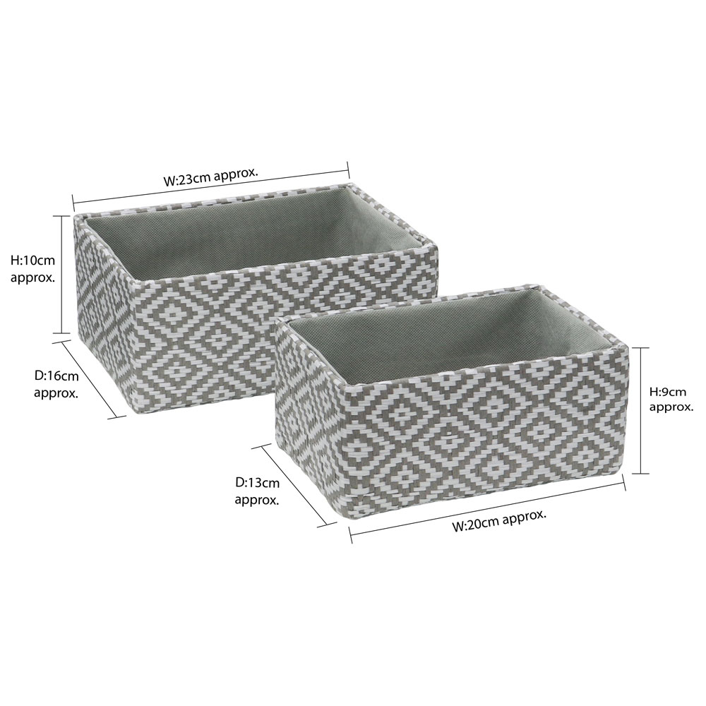JVL Argyle Grey Rectangular Paper Storage Baskets Set of 2 Image 6