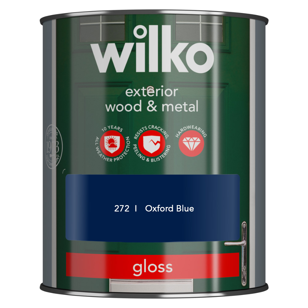 Wilko Wood and Metal Oxford Blue Gloss Paint 750ml Image 2