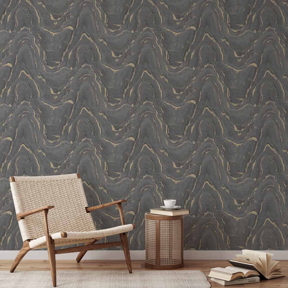 Muriva Woodgrain Charcoal Wallpaper Image 4