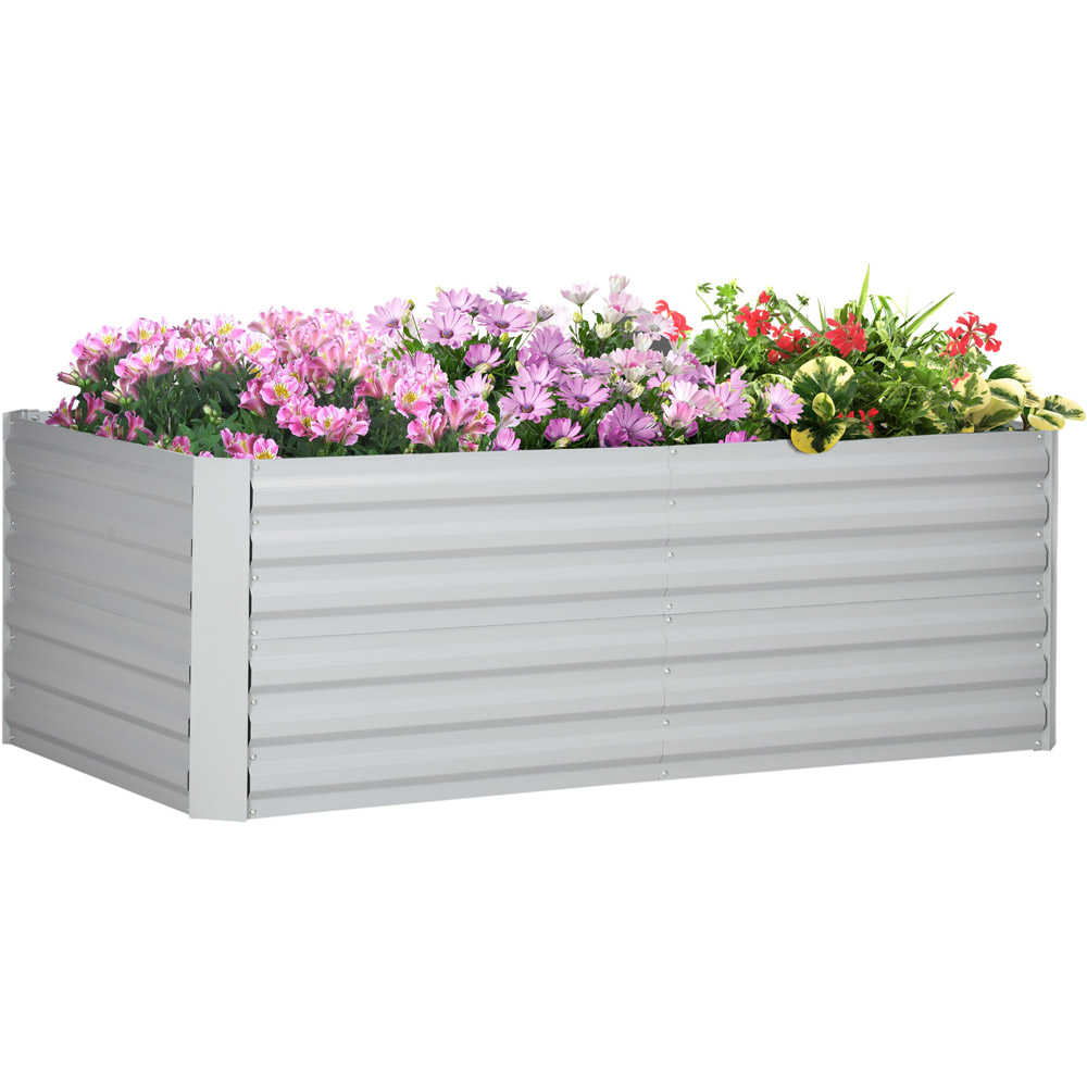 Outsunny Light Grey Galvanised Steel Outdoor Raised Bed with Reinforced Rods Image 1
