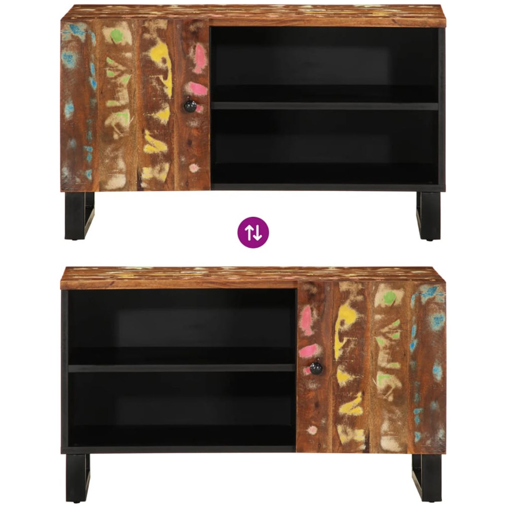 vidaXL Single Door 2 Open Shelf Multicolour TV Cabinet with Metal Stand Image 6