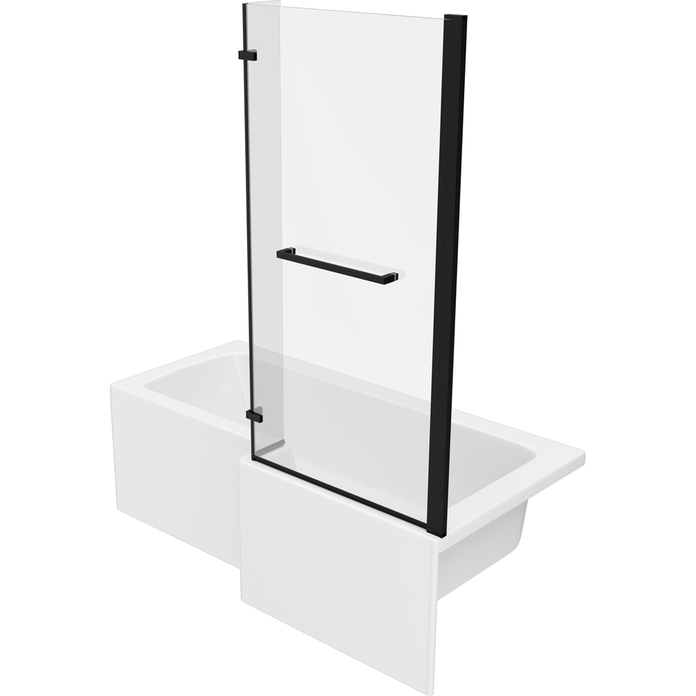 Bathstore Nazare Matt Black Right Hand L-Shape Shower Bath Set 1700 x 850mm Image 4