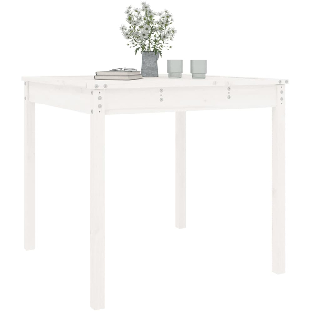 vidaXL 2 Seater Solid Pine Wood Garden Dining Table White Image 3