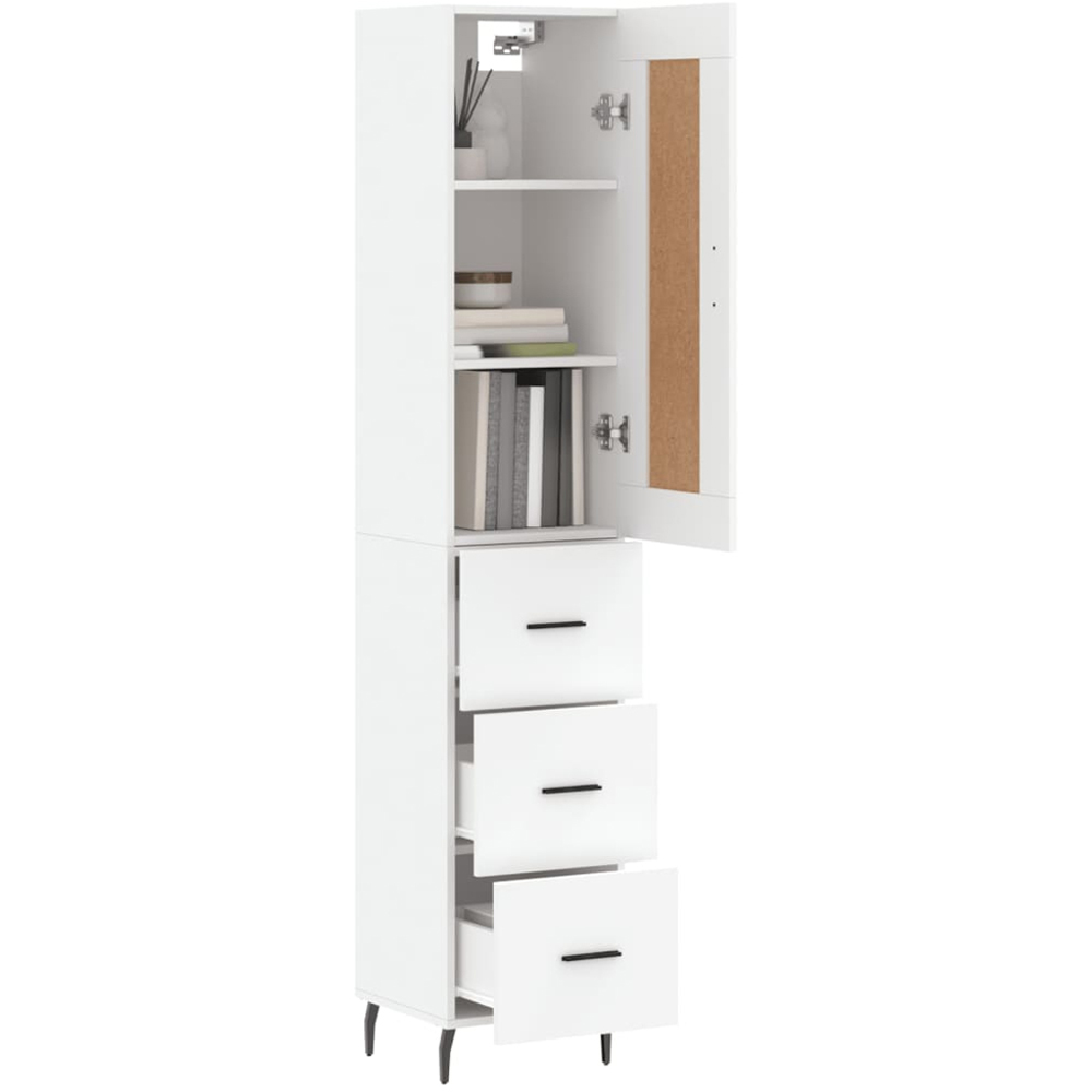 vidaXL Single Door 3 Drawer White Highboard Image 3