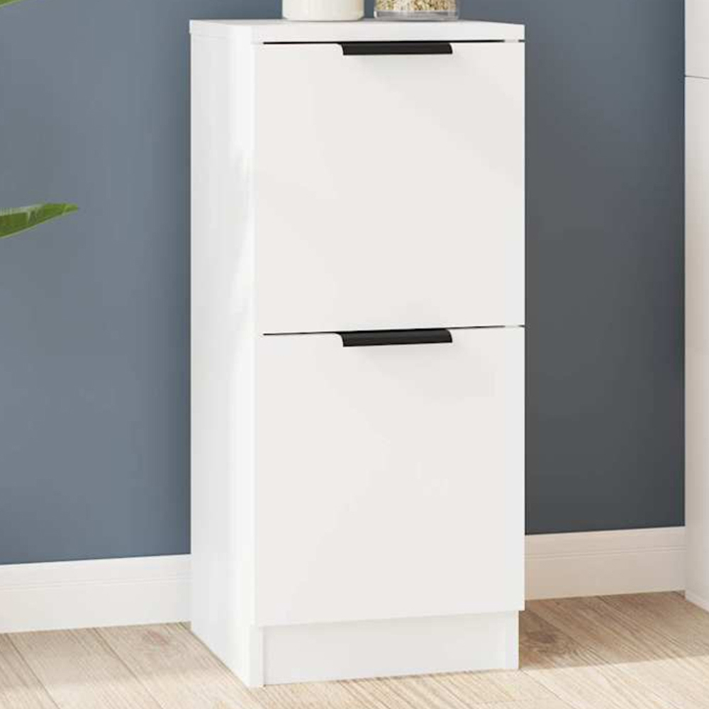 vidaXL 2 Drawer White Slim Sideboard Image 1