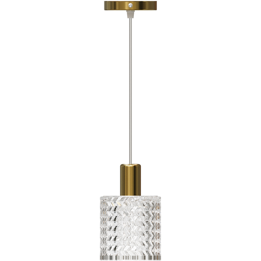 Living and Home Small Gold Glass Shade E27 Pendant Light Image 2