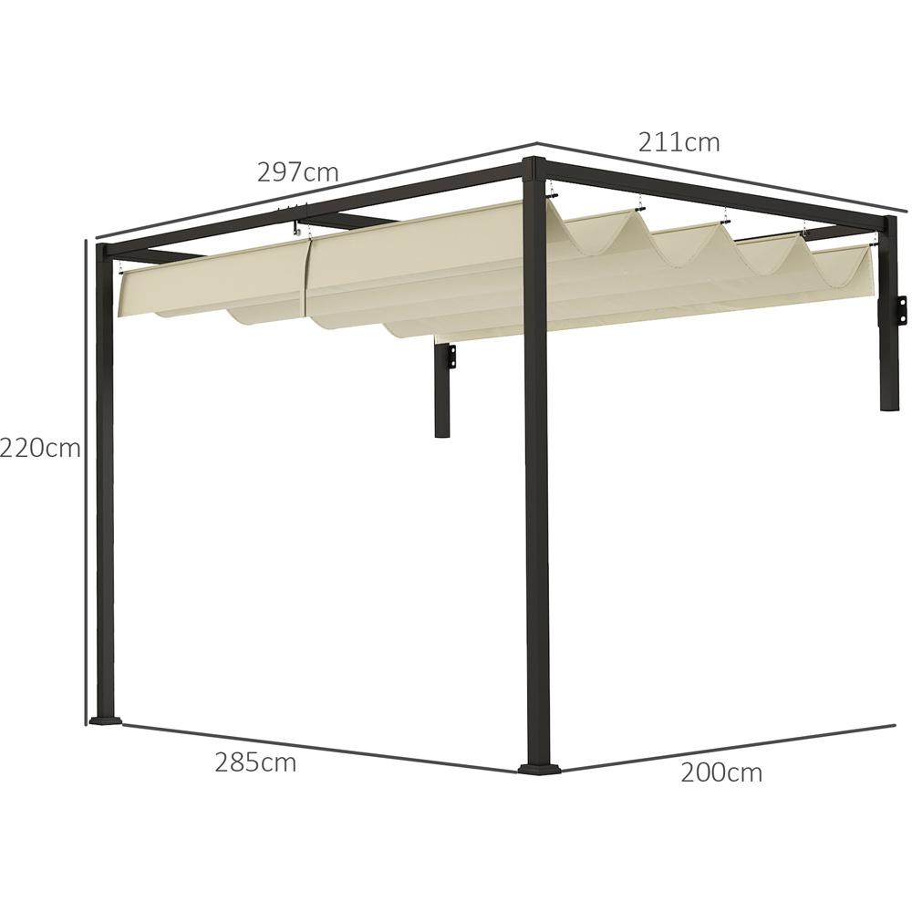 Outsunny 2 x 3m Khaki Wall Mounted Pergola with Retractable Roof Image 7