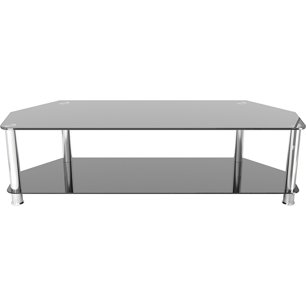AVF Classic 2 Shelf Black and Chrome Glass Corner TV Unit Image 3