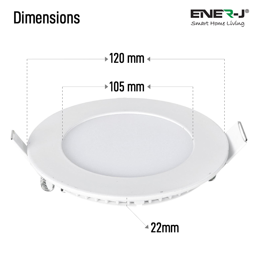 ENER-J 6W 6000K LED Panel Round Recessed Ceiling Downlight 4 Pack Image 5