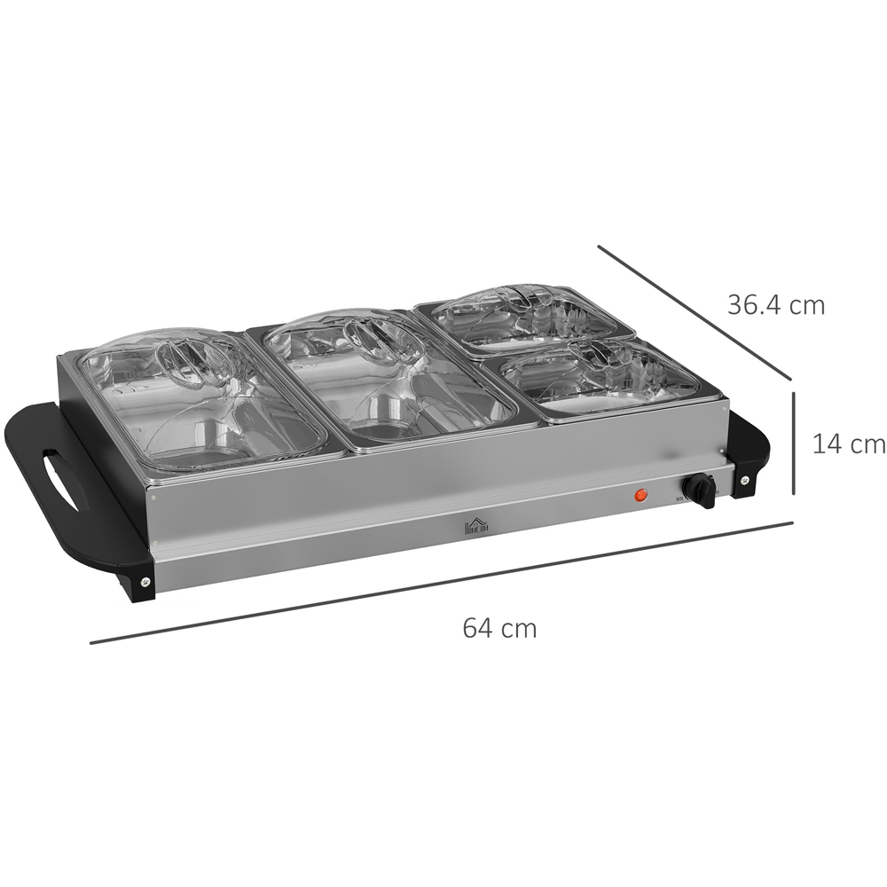 HOMCOM 800-173V70SR 4 Tray Electric Food Warmer 300W Image 9