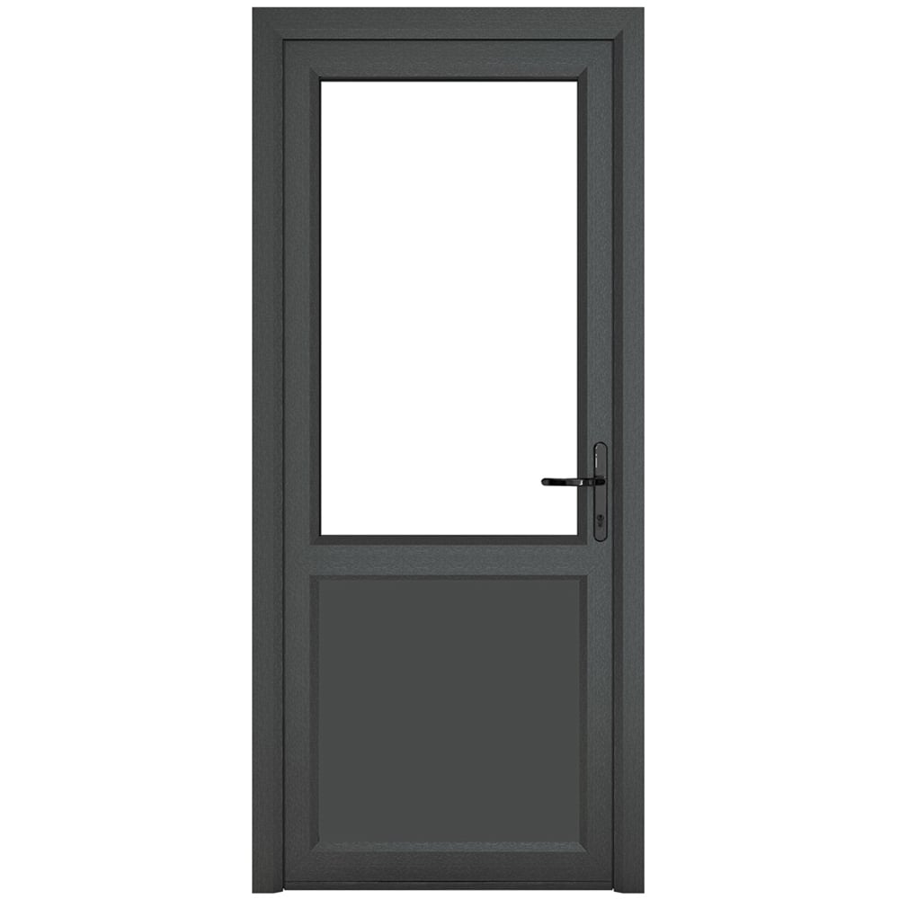Crystal uPVC Triple Glazed Door Half Glass Half panel Left hand Grey White Clear Glass 890x2090mm Image 1