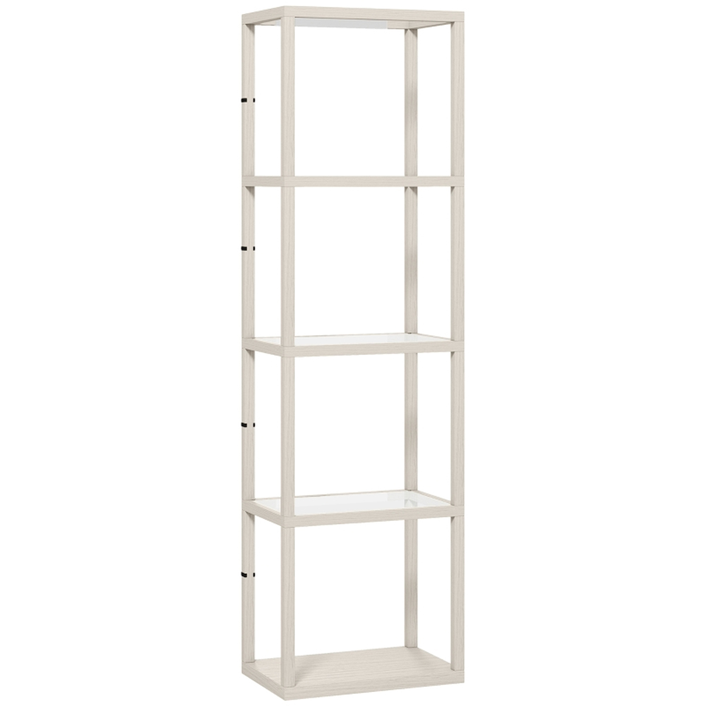 HOMCOM 4 Shelf Oak Glass Dimmable LED Floor Lamp Image 1