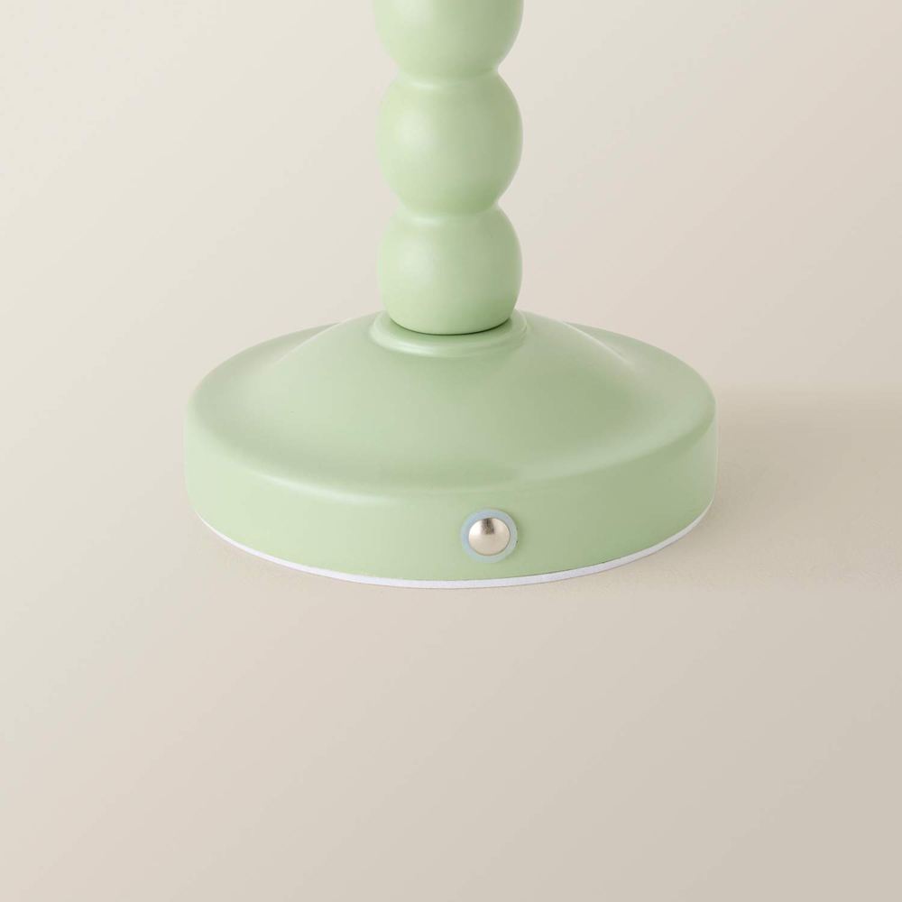 ValueLights Bobble Pink Scallop Shade Green Rechargeable Wooden LED Table Lamp Image 4