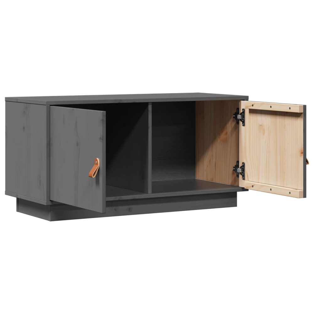 vidaXL 2 Door Grey Solid Pine Wood TV Cabinet Image 4