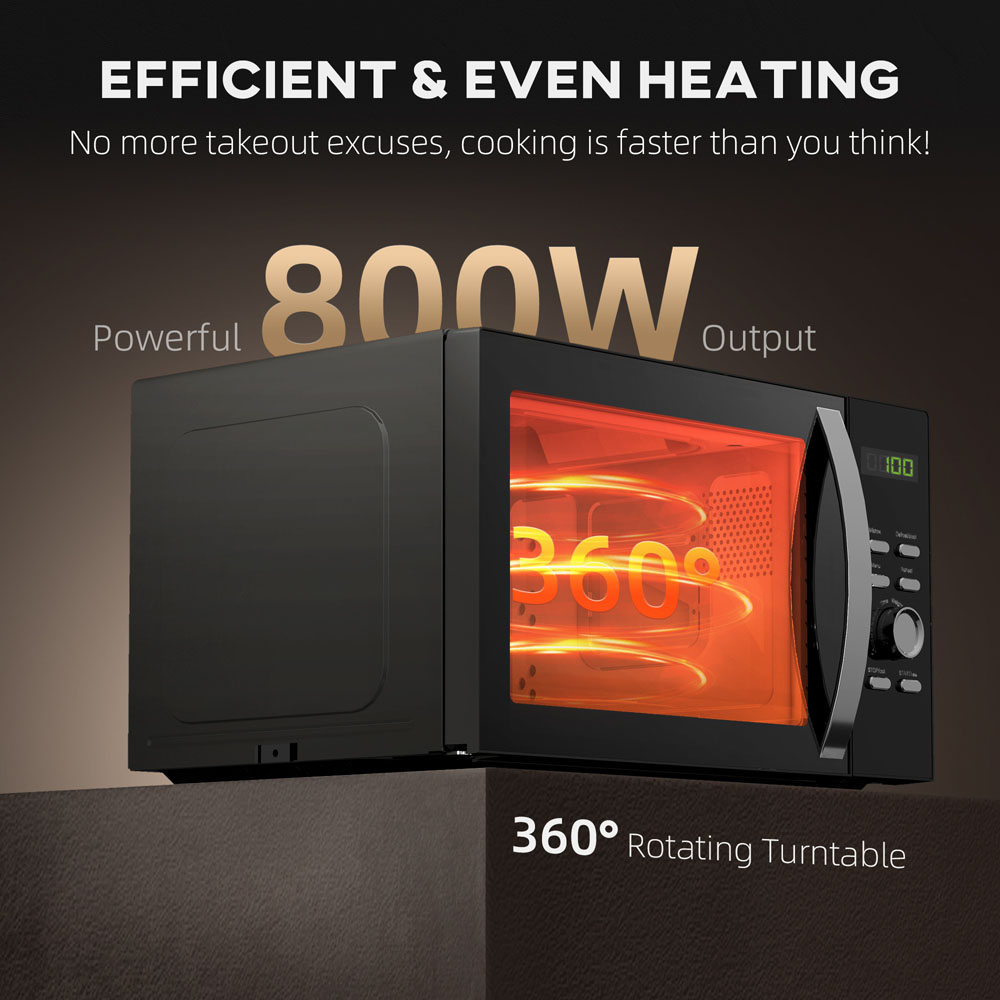 HOMCOM 800-226V70BK Black Microwave Oven 23L 800W Image 7