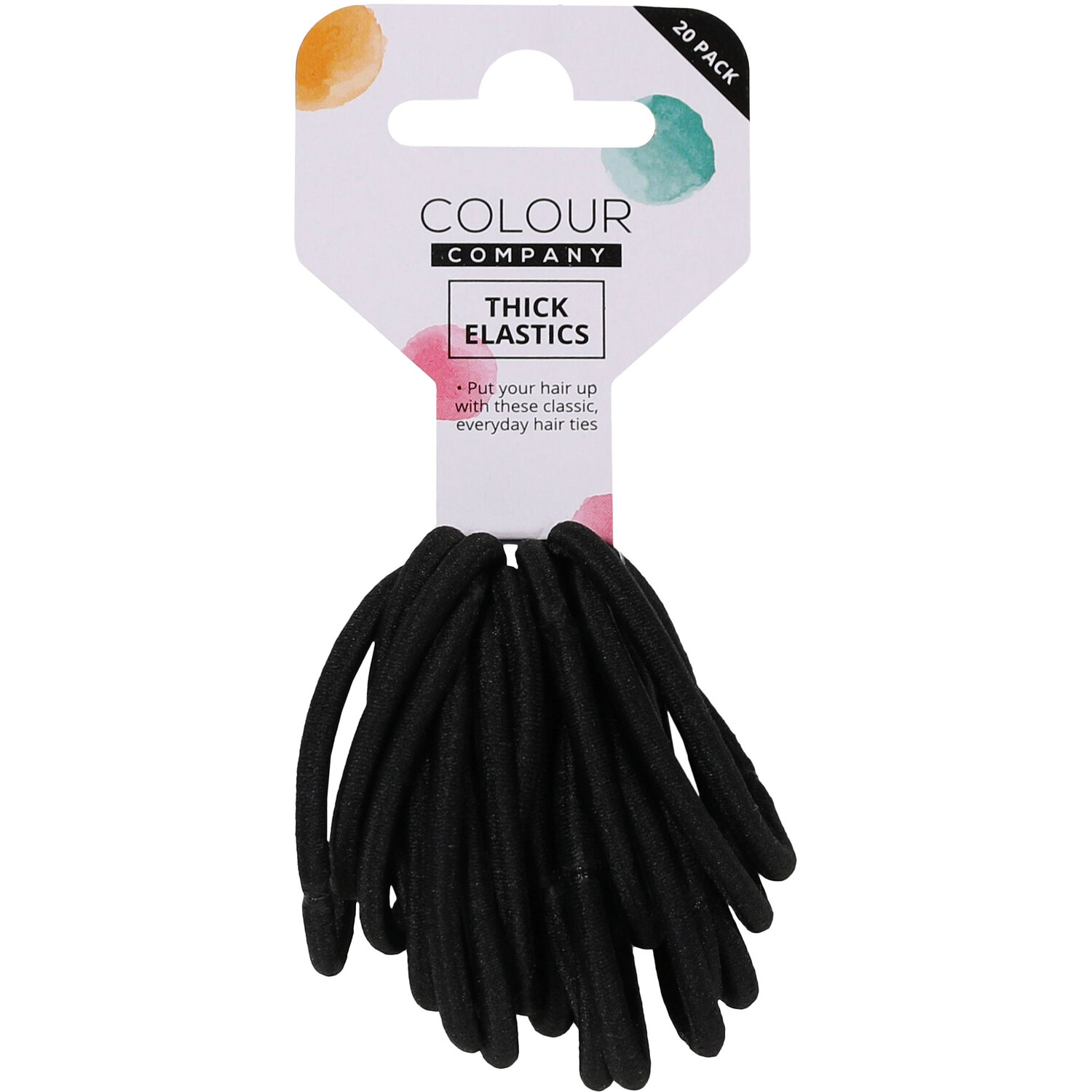 Colour Company Black Thick Elastic Hairbands 20 Pack Image