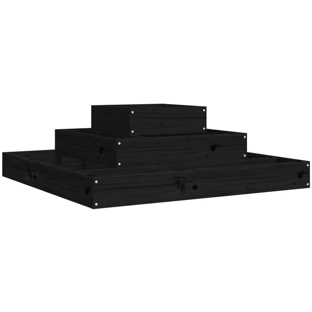 vidaXL 3-Tier Black Solid Pine Wood Garden Planter 27 x 80 x 80cm Image 1