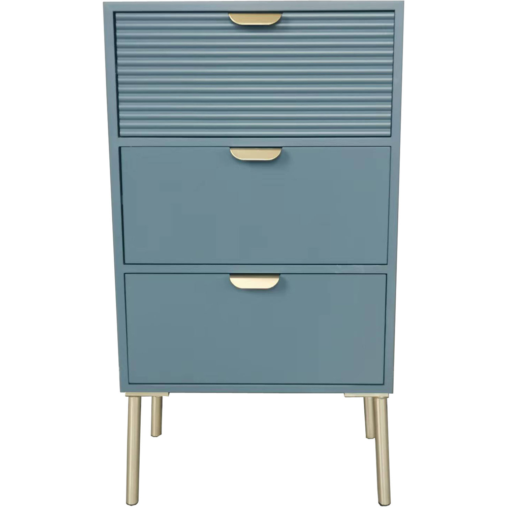 Acacia Home 3 Drawer Blue Wooden Chest of Drawers Image 2